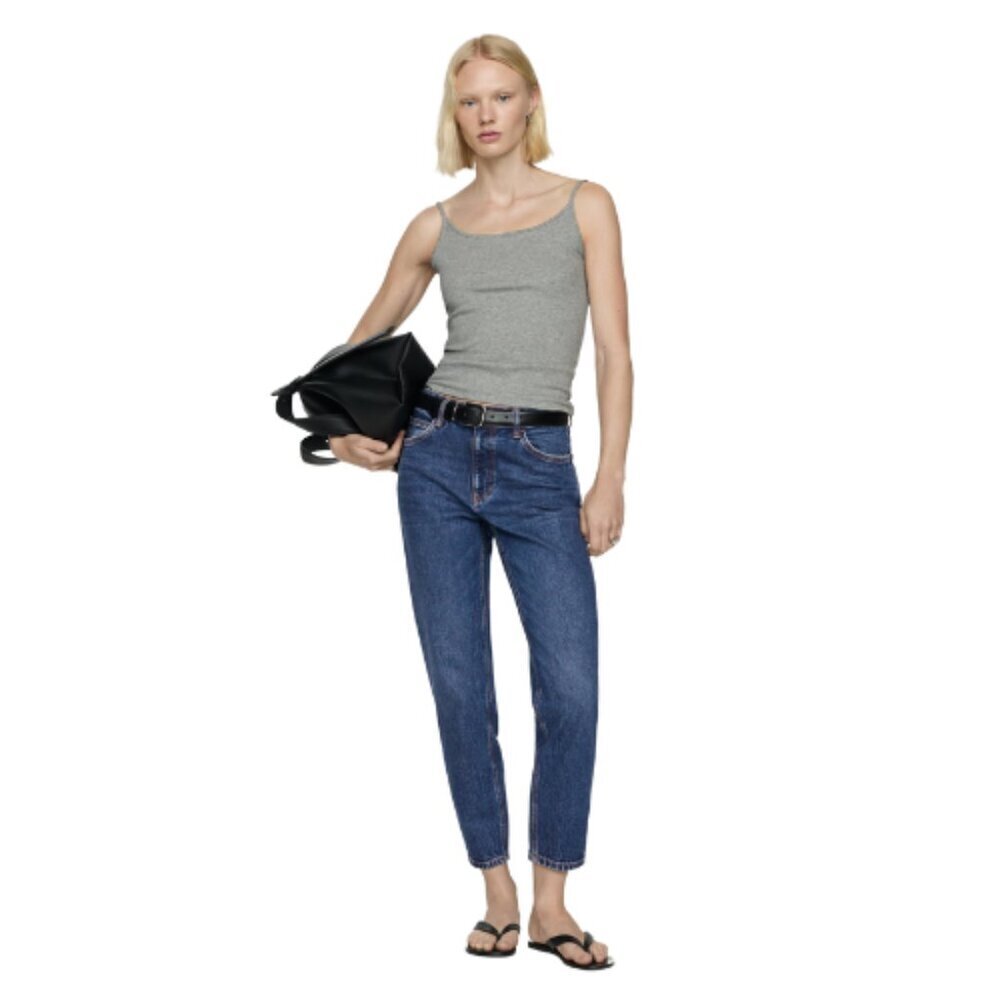 Mango Womens 10 New Mom High Rise Relaxed Leg Jeans Medium Wash